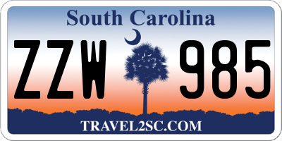 SC license plate ZZW985
