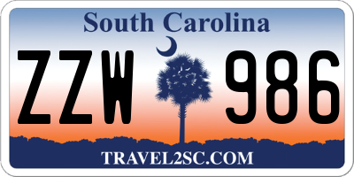 SC license plate ZZW986