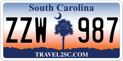 SC license plate ZZW987