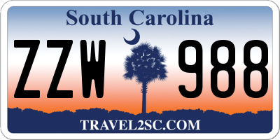 SC license plate ZZW988