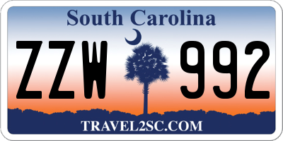 SC license plate ZZW992