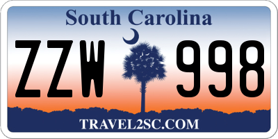 SC license plate ZZW998