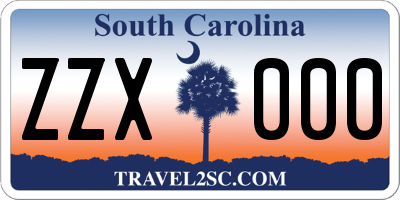 SC license plate ZZX000