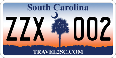 SC license plate ZZX002