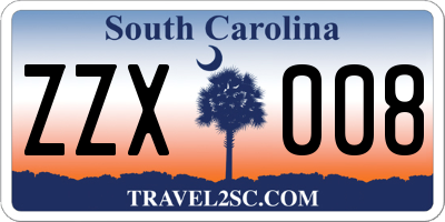 SC license plate ZZX008