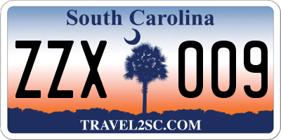 SC license plate ZZX009