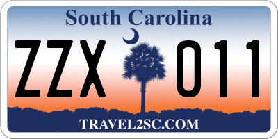 SC license plate ZZX011