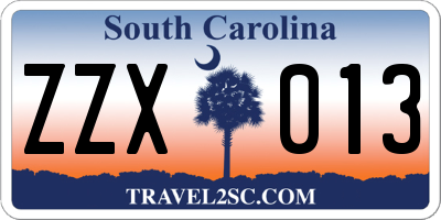 SC license plate ZZX013