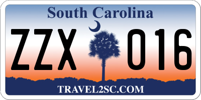SC license plate ZZX016