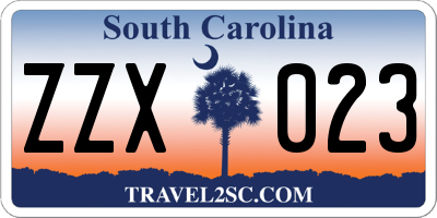 SC license plate ZZX023