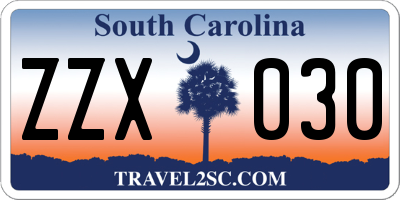 SC license plate ZZX030