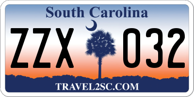 SC license plate ZZX032
