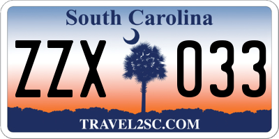 SC license plate ZZX033