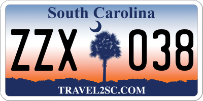 SC license plate ZZX038