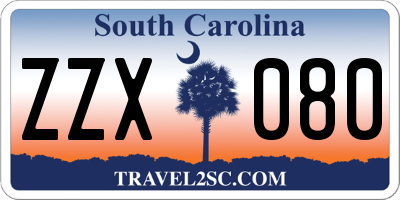 SC license plate ZZX080