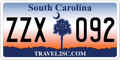 SC license plate ZZX092