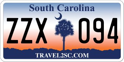 SC license plate ZZX094