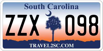 SC license plate ZZX098
