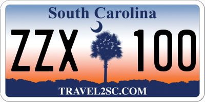 SC license plate ZZX100