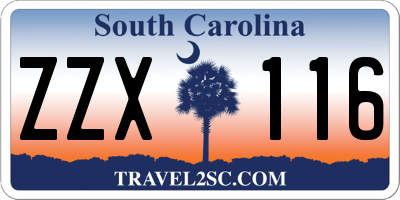 SC license plate ZZX116