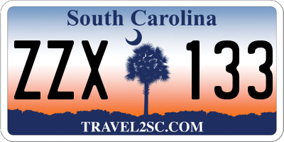 SC license plate ZZX133