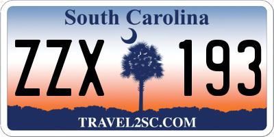 SC license plate ZZX193