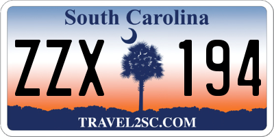 SC license plate ZZX194