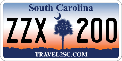 SC license plate ZZX200