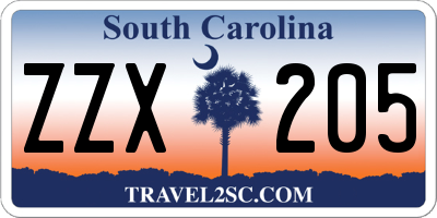 SC license plate ZZX205