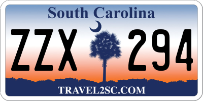 SC license plate ZZX294