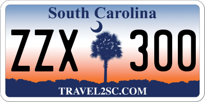 SC license plate ZZX300