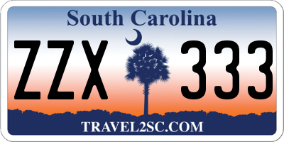 SC license plate ZZX333