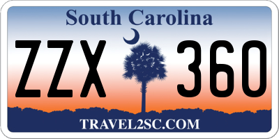 SC license plate ZZX360