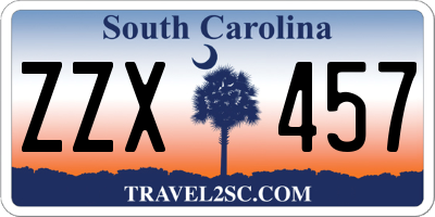 SC license plate ZZX457