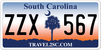 SC license plate ZZX567