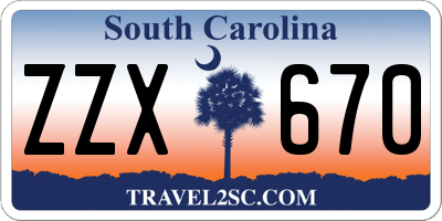 SC license plate ZZX670