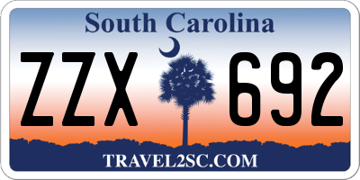 SC license plate ZZX692