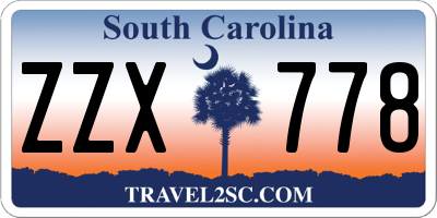 SC license plate ZZX778