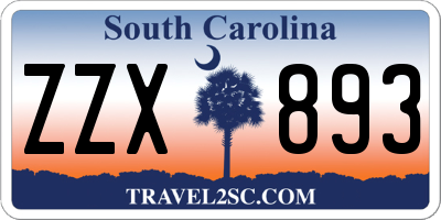 SC license plate ZZX893