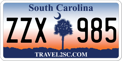 SC license plate ZZX985