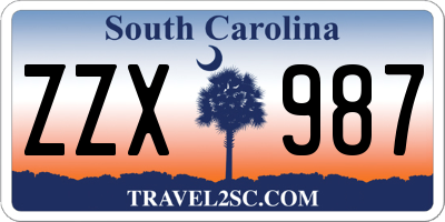 SC license plate ZZX987