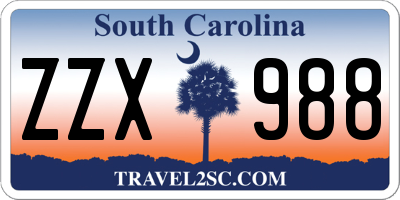 SC license plate ZZX988