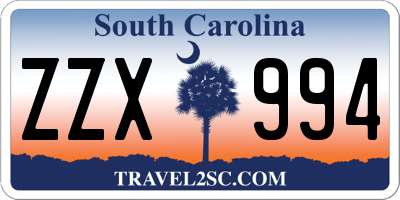 SC license plate ZZX994