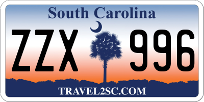 SC license plate ZZX996