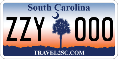 SC license plate ZZY000