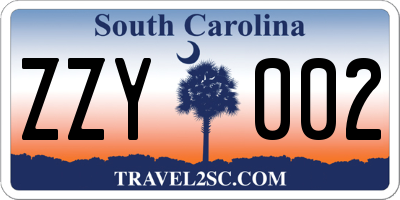 SC license plate ZZY002