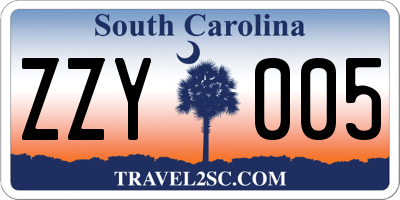 SC license plate ZZY005