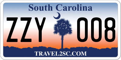 SC license plate ZZY008