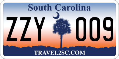 SC license plate ZZY009