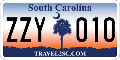 SC license plate ZZY010